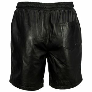 Casual Men's Genuine PU Leather Shorts Loose Low Oversized XS Size with <b>Side</b> <b>Black</b> Laces Short Pants - Product Image 2