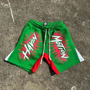 Pantalones Cortos Deportivos Personalizados para Hombre, Casuales, Desgastados, Bordados, Transpirables, de Secado Rápido, de Algodón Grueso, Lavados con Ácido, de Doble Cintura - Product Image 1