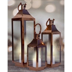 High Quality Metal & Glass Candle <b>Lanterns</b> <b>Copper</b> Finished for Home And Christmas Decoration Tabletop <b>Lanterns</b> - Product Image 3