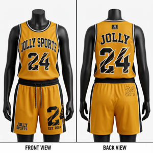 Womens Basketball Jersey And Short <b>Set</b> GSM Breathable <b>Mesh</b> Fabric Yellow Black Side Panel Custom Sublimation Print Women's <b>Sets</b> - Product Image 1
