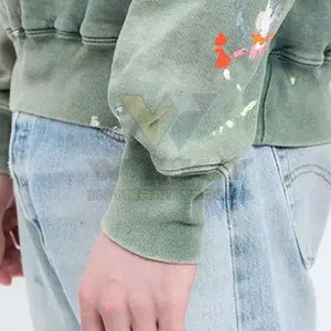 Meilleure vente Sweat à capuche en molleton délavé à l'acide pour hommes, vêtements d'hiver personnalisés avec éclaboussures de peinture sur les manches, sweats à capuche thermiques à motif imprimé - Product Image 6