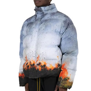 Blouson d'hiver matelassé OEM 2026 en ligne, à capuche, design personnalisé, impression intégrale par transfert thermique, dégradé, pour hommes, imperméable - Product Image 4