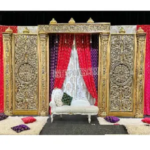 Grand Jodha dekorasi panggung pernikahan, dekorasi panggung pernikahan tema Rajwada pengaturan panggung pernikahan rajasshu Royal