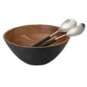 Factory price Wooden Salad Bowl use for Dinnerware Kitchenware Flatware Decorative Salad Bowl with Spoon Set for Sale
