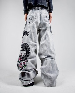 Moda de gran tamaño lavado Jeans hombres Y2K Hip-hop High Street Rock Vintage suelta pantalones de pierna ancha mujeres - Product Image 5