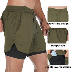 2024 nouvelles Double Couche Léger Haute Stretch Muscle Basketball Hommes Gym Sportswear Fitness Running Shorts - Product Image 1