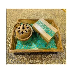 Solid Wooden Mubkhar Burner Set With Handle Handmade Rectangular Shape <b>Incense</b> Burner Mabkhara At Low Price - Product Image 5