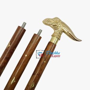 Canne de marche personnalisée en bois avec poignée en laiton doré de style nautique vintage pour hommes et femmes, idéale pour la randonnée et le camping en extérieur - Product Image 2