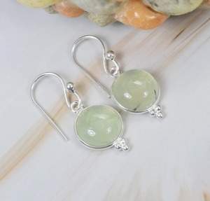 Pendientes de piedras preciosas de Prehnita a la moda Simple para niñas, pendientes de plata de ley sólida 925 para mujeres y niñas, pendientes de joyería de plata - Product Image 4