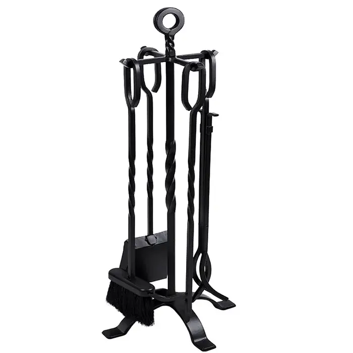 Qualidade Premium Lareira ferramentas acessórios indoor 5 peças fire pit poker set lenha pinças rack lareira conjuntos