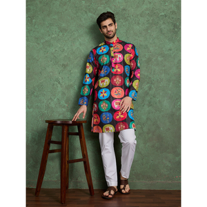 เสื้อเชิ้ตยาวสไตล์พื้นเมืองสำหรับผู้ชายทำจากผ้าฝ้ายพิมพ์ลายหลากสีสำหรับเทศกาลฤดูหนาว/ฤดูร้อน - Product Image 1