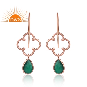 Pendiente colgante de plata de ley con diseño floral de ónix verde natural hecho a mano para mujer, regalo para ella - Product Image 3