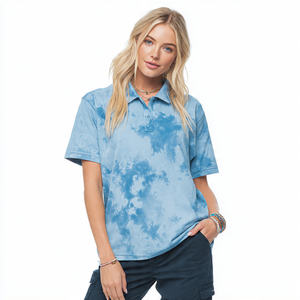 Ropa Urbana Ecológica con Lavado Ácido Sólido para Camisa de Mujer, Manga Corta, Poliéster/Algodón, Cuello Camisero - Product Image 1