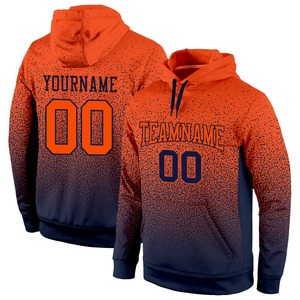 Directo de la industria al por mayor 3D bordado personalizado cosido azul marino naranja Fade moda deportes pulóver Sudadera con capucha - Product Image 1