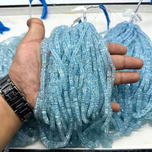 Perles Heishi facettées en aquamarine naturelle bleue de 4 mm à 7 mm, de haute qualité pour la fabrication de bijoux - Product Image 2