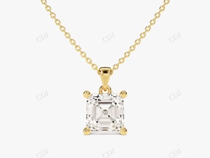 Unique Asscher Cut Moissanite pendentif 14K en or massif Solitaire pour femmes, collier cadeau d'anniversaire pendentif minimaliste pendentif de mariée - Product Image 4