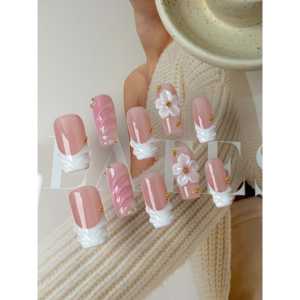 Uñas Artificiales Cuadradas Color Rosa Pétalo - Product Image 1