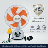 Ventilateur de table solaire multifonction CR108, 12 pouces, 15W, 9 vitesses, batterie 12000mAh, haut-parleur Bluetooth, lumière LED, minuterie pour le camping, le bureau