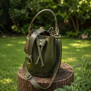 Vintage Genuine <b>Leather</b> <b>Soft</b> 7 Inch Fashion Bucket <b>Bag</b> Women | Adjustable Crossbody Shoulder Handbag Portable Customizable - Product Image 1