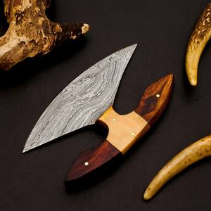 Carbon Steel Ulu <b>Knife</b> Leather <b>Sheath</b> Custom Forged Rosewood Handle Ambidextrous Industrial Kitchen Handmade OEM Professional - Product Image 3