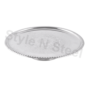 Soporte para cupcakes de acero inoxidable Soporte para postres con bandeja redonda de acero Bandeja redonda para pasteles al por mayor con soporte - Product Image 2