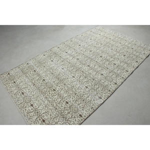 Alfombra Turca Vintage de 4.7x8.2 pies (142x250 cm), Alfombra Blanca de Estilo Suroeste - Product Image 4