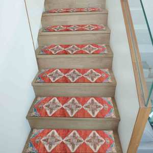 Stair <b>Step</b> Rug, Printed Rug: Blue, Red, Modern, Personalized, Gift, Easy Clean, Dining, <b>Machine</b> Washable, Cool - Product Image 3