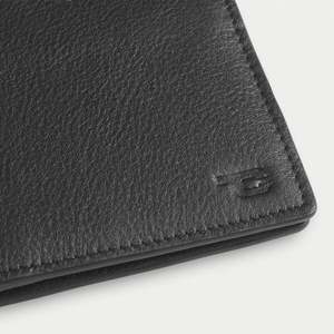 Black Genuine Leather <b>RFID</b> <b>Blocking</b> Bi-fold <b>Wallet</b> (Classic Luxury Simple Modern) - Product Image 6