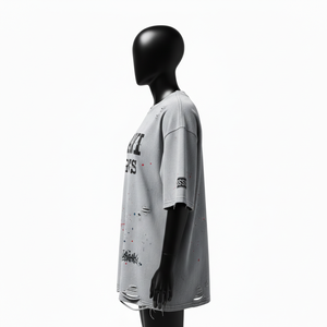 T-shirt oversize pour femme en jersey de coton lourd premium 240 GSM, gris délavé, impression sérigraphique, logo personnalisé, t-shirt en coton pour femme - Product Image 5