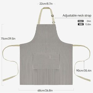 <span class=keywords><strong>Delantal</strong></span> con babero de Chef suave ajustable, rayas negras/marrones, algodón impermeable de poliéster para cocina, salón de cocina/uso de barbacoa, hombres y mujeres - Product Image 2