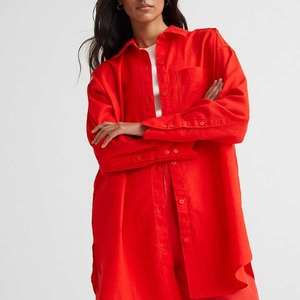 Camisas de manga larga florales para mujer al por mayor, tela suave de calidad superior, ajuste personalizado, cuello vuelto, diseño de moda informal OEM ODM - Product Image 2