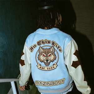 Veste universitaire d'hiver en gros personnalisée Patchwork Chenille broderie Streetwear Bomber Letterman vestes basse quantité minimale de commande veste personnalisée - Product Image 3