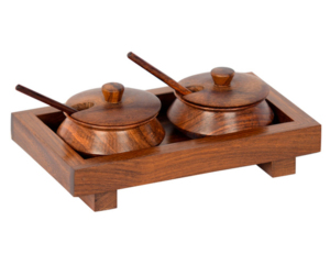 Look artistique 100% plateau en bois sculpté à la main en bois pur Shesham meilleur fournisseur de plateaux en bois de vente de l'Inde (AC 9617) - Product Image 4
