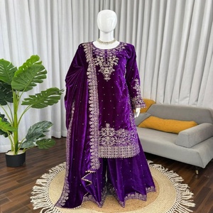 Nouveauté : Salwar Suit en velours viscose avec broderie et travail de séquence, qualité d'exportation indienne, fournisseur de Surat à prix avantageux - Product Image 1