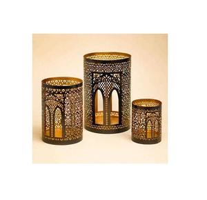 Support votif avec chaîne adapté aux idées de décoration de jardin et de balcon de patio extérieur support votif de bougie en métal doré avec - Product Image 3