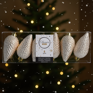 Amicasa Piñas de Pino (6 piezas) de Plástico Perla 9028602 Adornos Navideños para Bolas y Árboles - Product Image 3