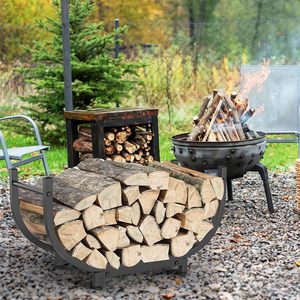 Black Metal Firewood Rack Indoor Outdoor <strong>Log</strong> Holder Waterproof <strong>Stand</strong> with Sturdy Fireplace <strong>Log</strong> Holder - Product Image 6