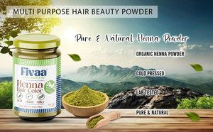 Fivaa Natural <b>Henna</b> Hair <b>Powder</b> Pure Herbal Organic Safe Long Lasting Nourishing Shine Dye for White Hair Natural Coverage 200gm - Product Image 3
