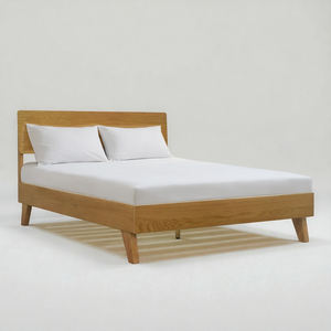 Lit plateforme en bois minimaliste de taille Queen, meubles de chambre à coucher, avec tête de lit en bois, produit de qualité d'exportation, vente en gros - Product Image 1