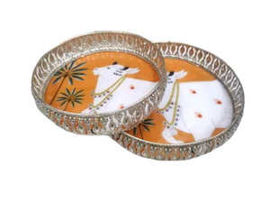 Plateau de service rond en métal décoratif de Noël avec finition nickelée pour plateau en métal à la maison élégant avec fini antique - Product Image 6