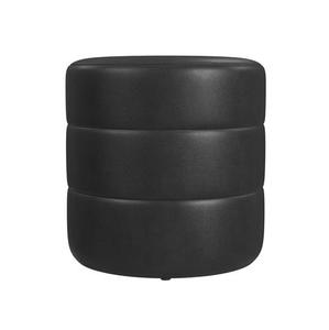 Reposapiés Otomano Redondo Pequeño, Tapizado en Cuero Sintético con Asiento Acolchado de Espuma y Patas de Metal, Color Negro Brillante - Product Image 4