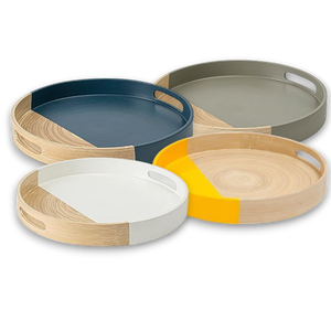 Bandejas redondas de moda de alta calidad, colección de medio bambú y medio color, cocina y sala de estar ecológicas - Product Image 1