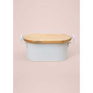 <b>White</b> 40x22x18 cm Stripe Wooden <b>Lid</b> Bread Storage <b>Box</b> Kitchen Storage Product - Product Image 2