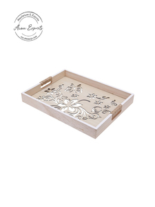 Premium Handmade Disposable Wooden Serving <b>Tray</b> with Metal Handles for <b>Kitchen</b> Dining Hotel Use-Durable Stylish Home Decor - Product Image 5