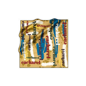Beige Silk Twill Square <b>Scarf</b> with Brush Pattern - Product Image 1