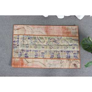 Tapis en laine turque vintage de 19x3 pieds, patchwork beige et orange, tissage plat, support en latex, décor de salle à manger traditionnel écologique - Product Image 2