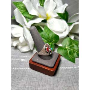 Anillo de Plata de Ley con Incrustaciones de Turquesa y Piedras Multicolores de Corte Princesa, Diseño Moderno Grace Smith, Talla 10.5, Regalo Perfecto - Product Image 2
