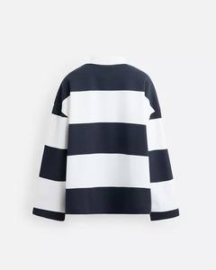 Nouveau T-shirt Basique Femme Décontracté Ample Amincissant Polyvalent Tricoté Anti-boulochage à Rayures Noires et Blanches Col Fin Long Printemps Précoce - Product Image 5