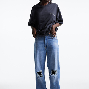 เสื้อยืดผ้าฝ้ายลายเรียบสำหรับผู้หญิงและผู้ชายเสื้อยืดลายกราฟิกสำหรับผู้หญิงขนาดใหญ่พิเศษโลโก้แบบกำหนดเอง - Product Image 6