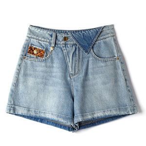 New Factory's Women's Denim Jeans Shorts Cómodos Cintura alta Casual y Sexy Estilo Vintage para el verano - Product Image 1